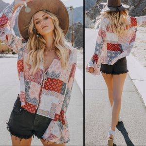 Vici Collection Boho Patchwork Top